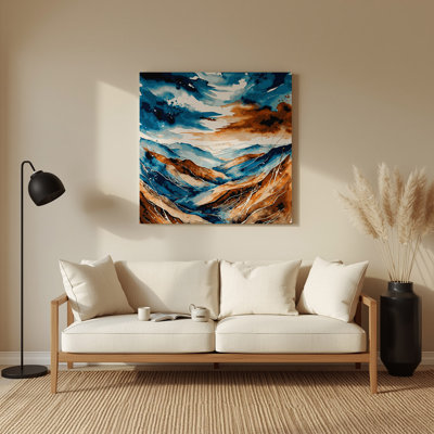 Aquarelle paysage 66, art mural gris en métal