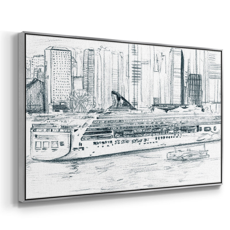 Ferrybatres II, reproduction d'art sur toile, H 25 po x l 37 po x P 2 po, Argent