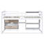 Lit mezzanine bas blanc simple avec bureau roulant, tablette et tiroirs - Bois massif fonctionnel et solide pour un look de chambre à coucher élégant-1579780687