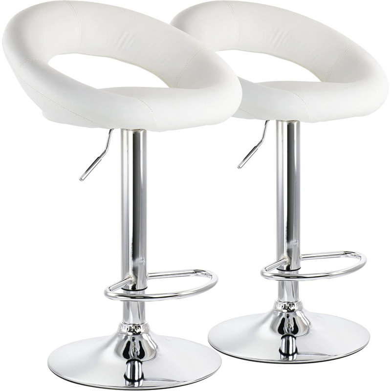 Tabouret de bar 2 pièces Elama, Blanc