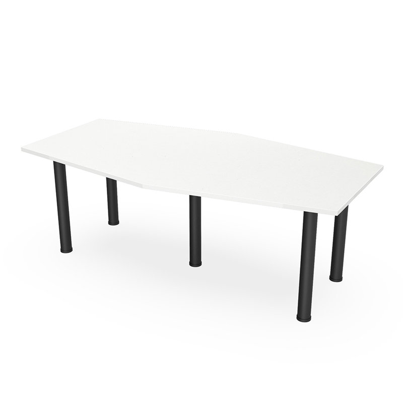 Table hexagonale avec pieds Nyemia, Blanc classique, Noir mat, L 84 po x l 48 po