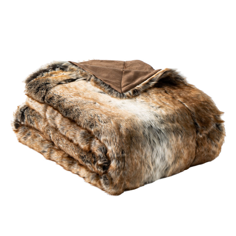 Luxury Ombre Faux Fur Reversible Throw Blanket, 50"x60"