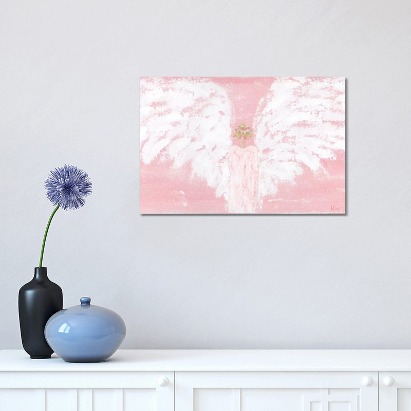 Pink Angel Wide 1 Piece Painting on Canvas, 30.48 cm H x 45.72 cm W, Wrapped Canvas