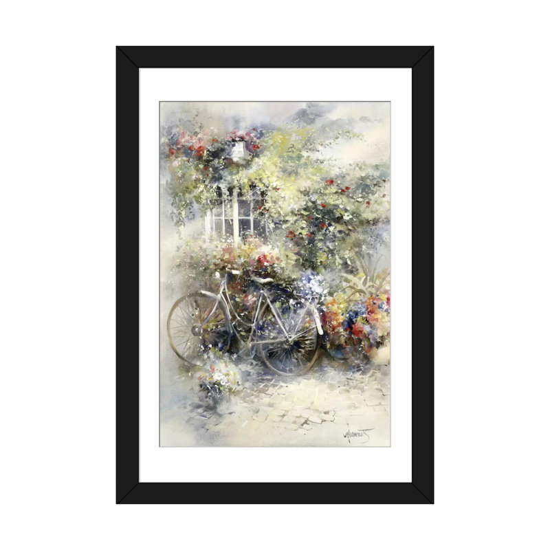«Blossom», impression sur toile, H 24 po x l 16 po x P 1 po, Papier d'art encadré noir, Blanc