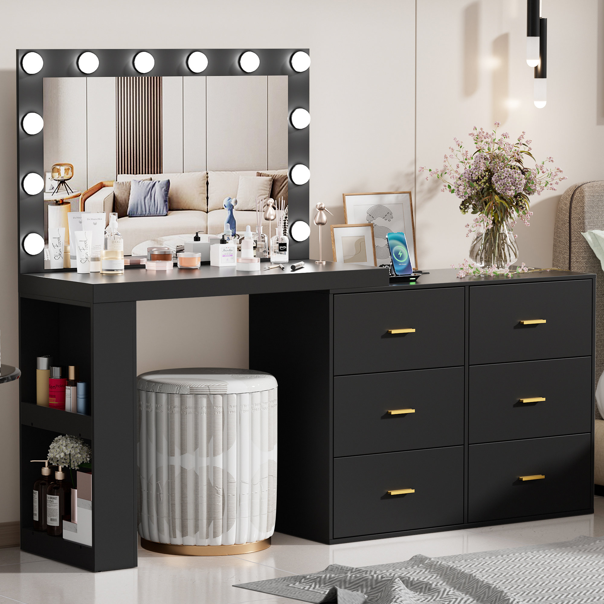 Makeup Vanity Desk with Lights, 3 Lighting Colors, UAE