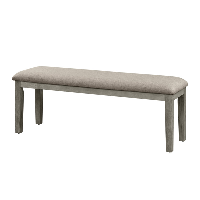 Banc de salle à manger en bois avec revêtement en tissu gris et structure stable revêtue de finition pour l'espace, Gris