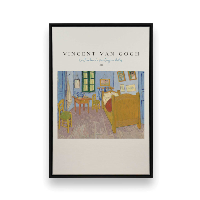La Chambre v2 de Van Gogh, H 12,75 po x l 8,75 po, Cadre flottant noir satiné