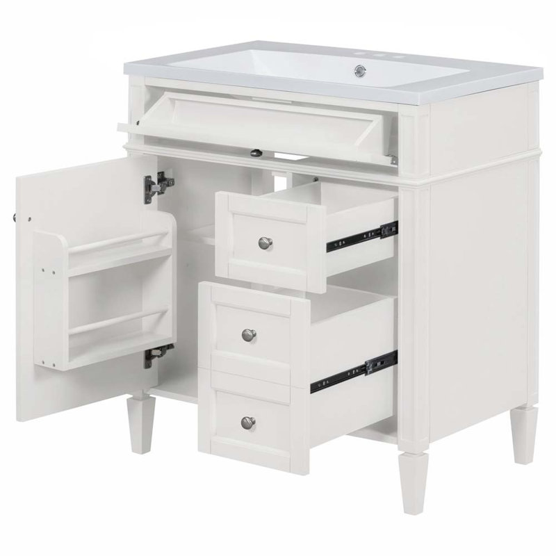 Meuble-lavabo simple 30 po avec plateau Deltonia, Blanc