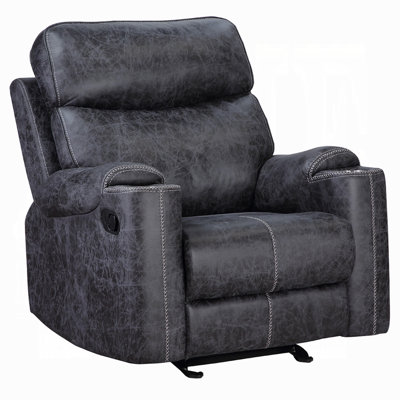 Hori Manual Recliner Chair, Dark Gray Microfiber, Cupholder Armrests