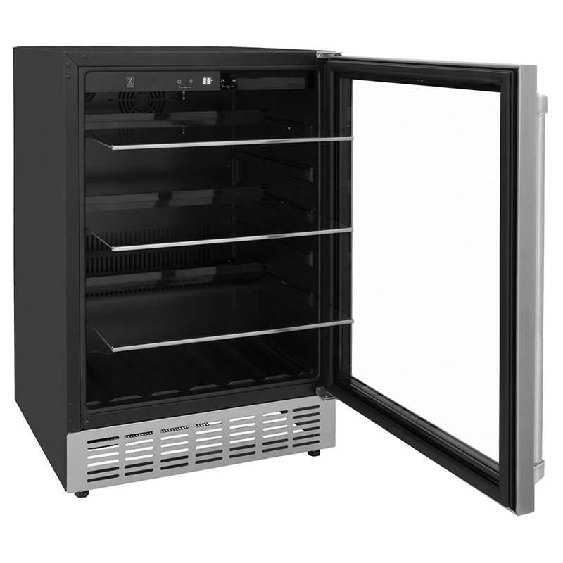 ZLINE 24" Monument Autograph Edition 154 Can Beverage Fridge in Stainless Steel, Gold