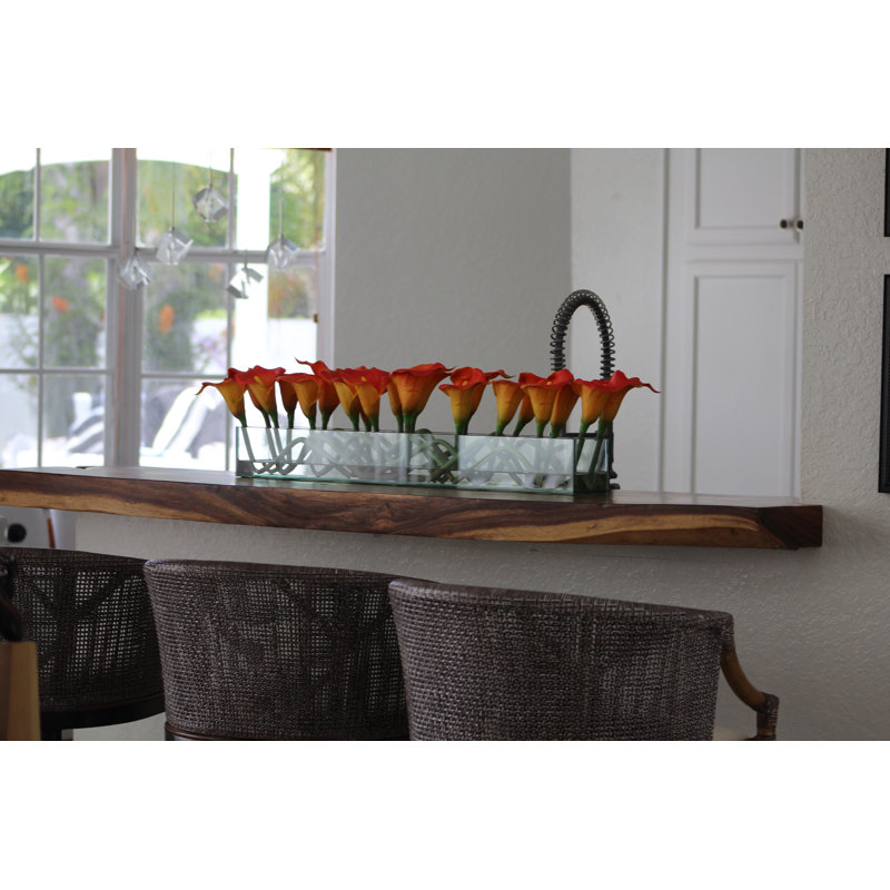 Moderna Lillies Faux Floral Arrangement in Planter, Orange