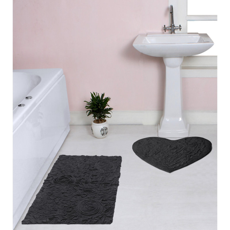 Ensemble de tapis pour salle de bain 2 pièces Freida, Gris