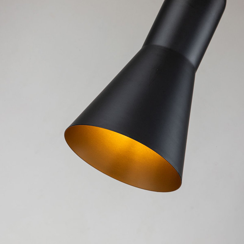 Etoile Small Aged Brass Pendant, Matte Black, 22.5" H x 5.25" W x 5.25" D