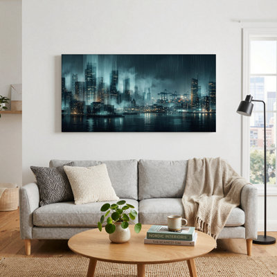 Rainy City Canvas Wall Art Oil Painting Print Set Of 1