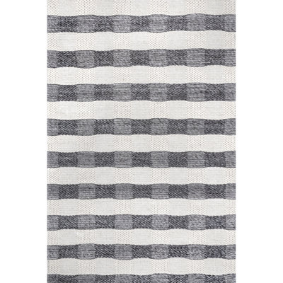 Daubert Striped Wool Gray Area Rug