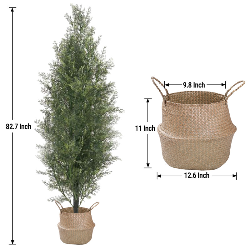 Pot de cyprès artificiel, H 19,69 po x l 82,68 po x P 19,69 po