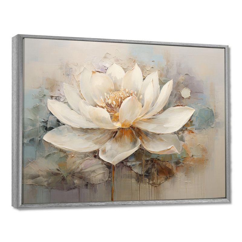 Antique Lotus Connection I - Lotus, reproductions encadrées, H 16 po x l 32 po x P 1 po, Encadrement argenté