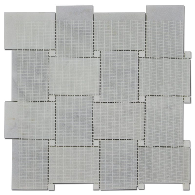 Cordelio 2.5" x 3.5" Marble Basketweave Mosaic Wall & Floor Tile, Carrara