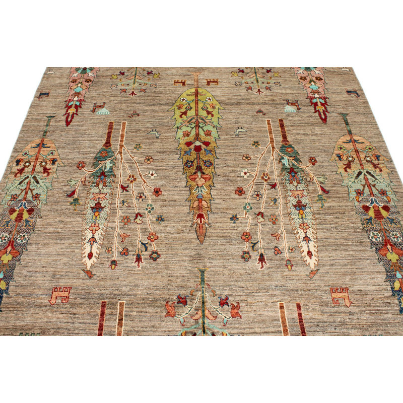 Tapis tribal brun et multicolore 6 x 9