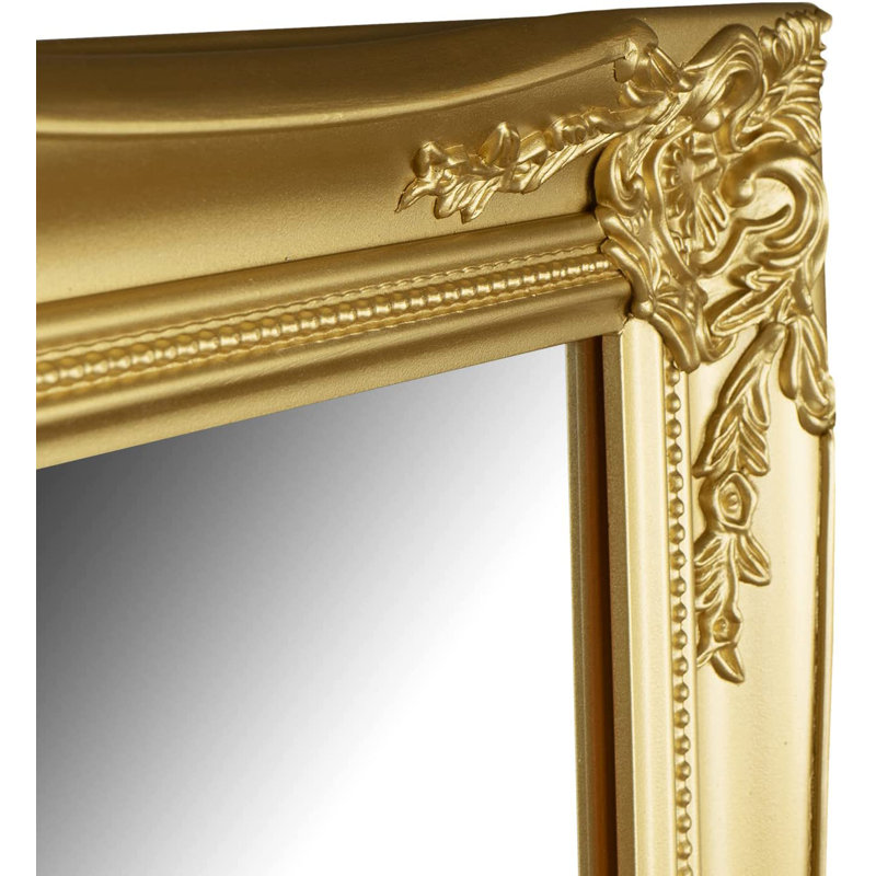Colena Wood Flat Wall Mirror, Gold