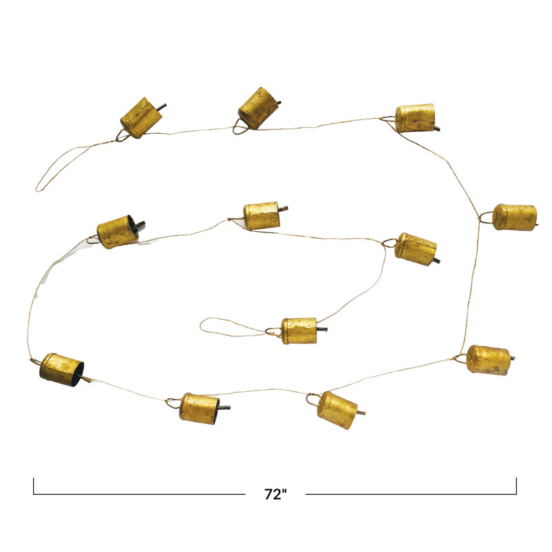 Gold Iron Bell Garland with Jute Cord