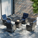 4-Person Seating Group With Fire Pit And Cushions