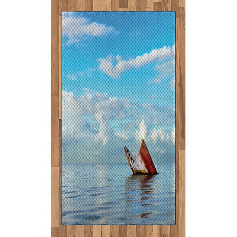 Nautical High Density Long Fiber Poly Threads Decorative Area Rug Carpet, Rectangle 2'7" x 5'