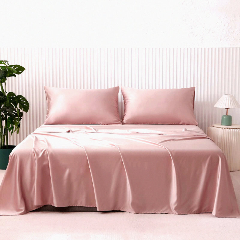 Luxury Rayon From Bamboo Bliss 400 Thread Bed Sheet Set - Silky Soft Cooling Texture - Hotel Quality Full Sheet Set with Deep Pocket - Pink - 4 Piece Fitted Sheet, Flat Sheet, 2 Pillowcases