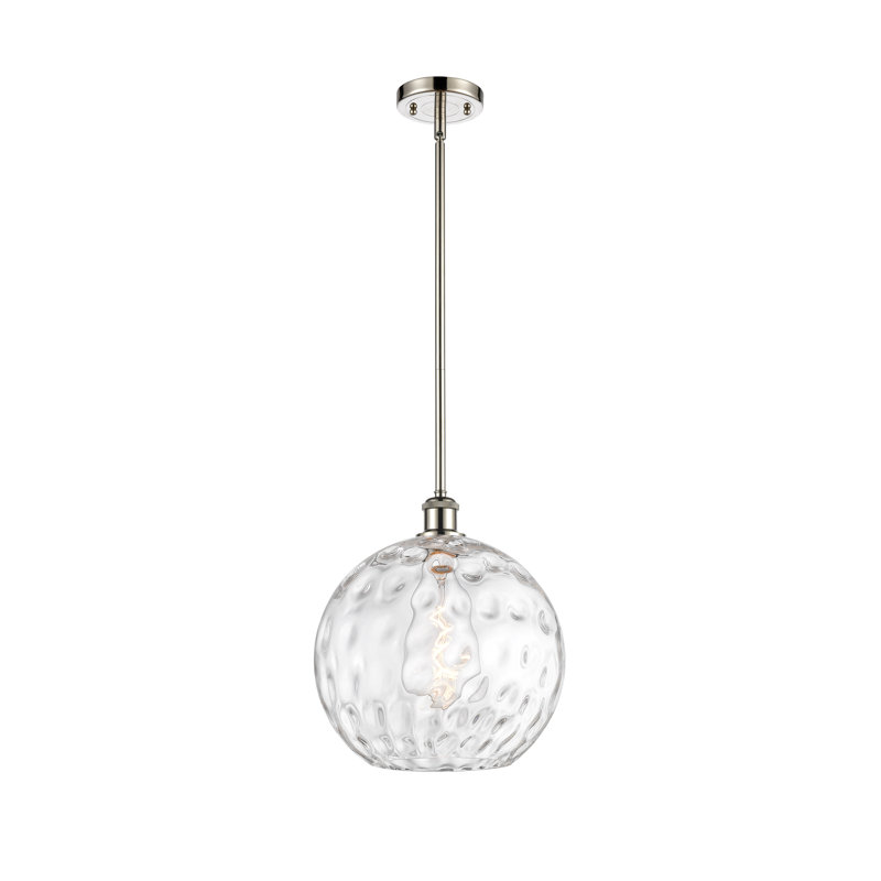 Luminaire suspendu sphérique 1 lumière Cindi, DEL, H 15 po x l 12 po x P 12 po, Nickel poli