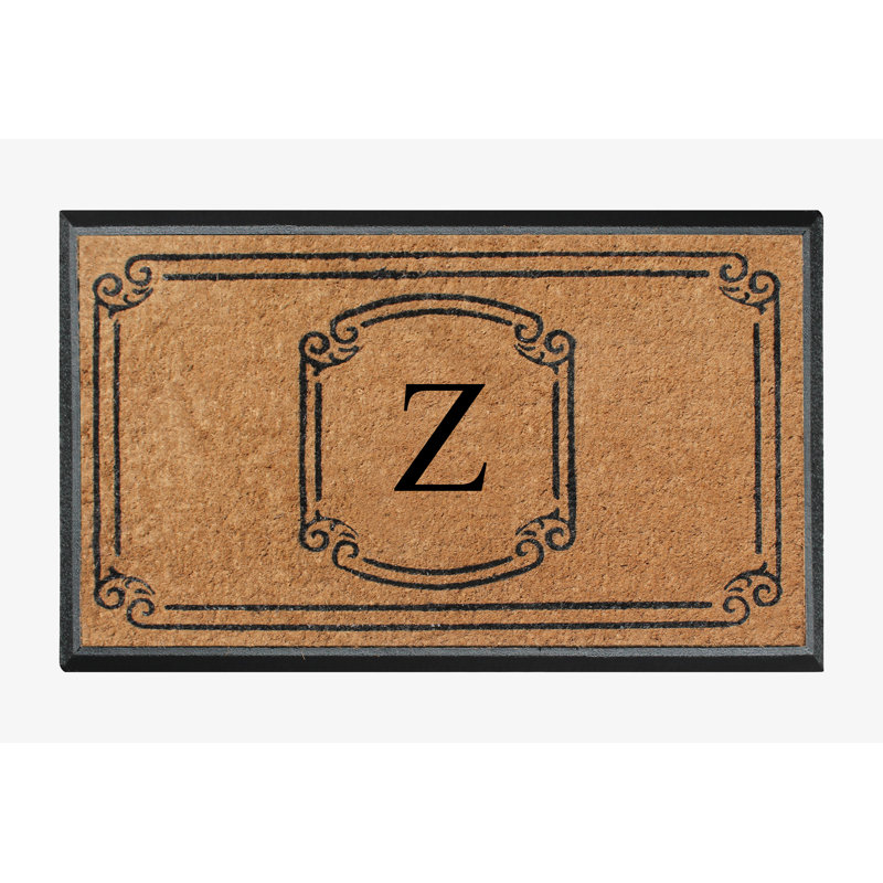 Fabrizia Natural Coir Monogrammed 48" x 30" Non-Slip Outdoor Door Mat, Z