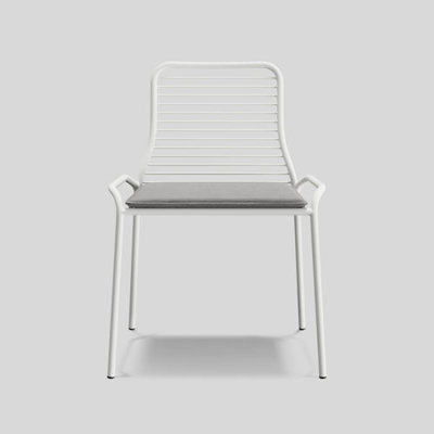 Powder Coated Steel Outdoor Stacking Dining Side Chair with Sunbrella® Cushion