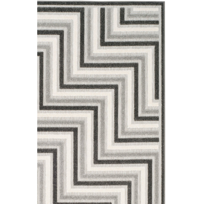 Tapis gris à motif de chevrons Jevan, Tapis de couloir 2 pi 3 po x 8 pi