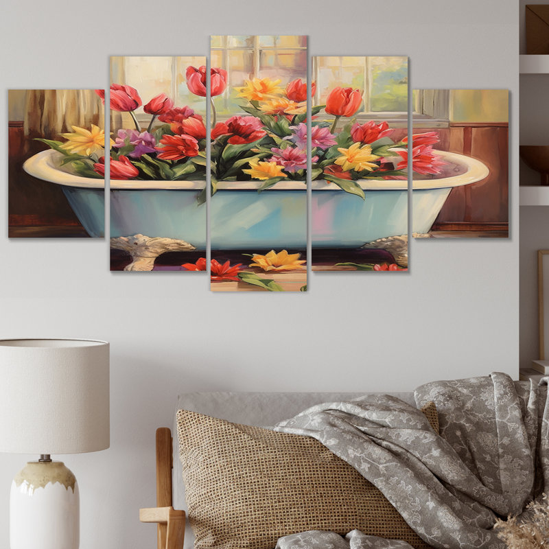 Lexington - impression d'art mural tulipe - 5 panneaux
