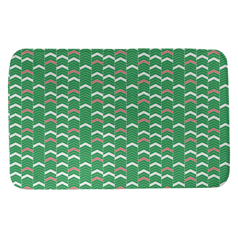 Bath Rug, 24" W x 17" L, Green/Red