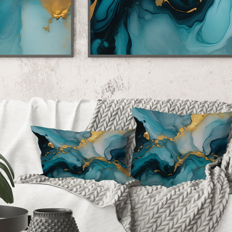 Coussin Turquoise Gold Infusé Marble II - Fractals