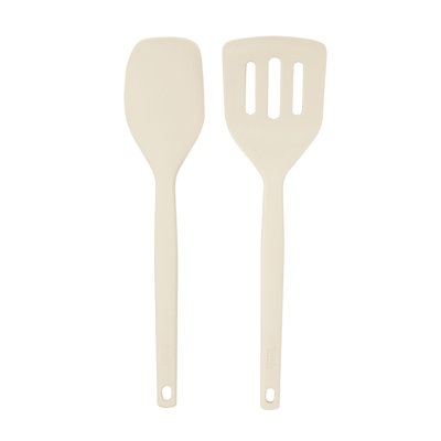 Tovolo Elements Silicone Spatula and Slotted Turner Set of 2 for Non-Stick Cooking, Oatmeal