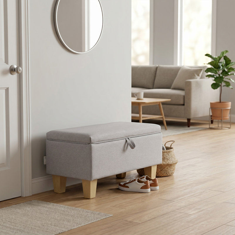 Amelie 71Cm Wide Rectangle Storage Ottoman, Light Grey