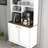 Modern White Coffee Bar Cabinet with Numerous Shelves, 32.0 x 80.0 x 13.8 inches | 100% Melamine Coated Particle Board, Thickness: 0.7 inches | Wall-Mountable for Extra Storage, Stylish & Functional Design-669113114