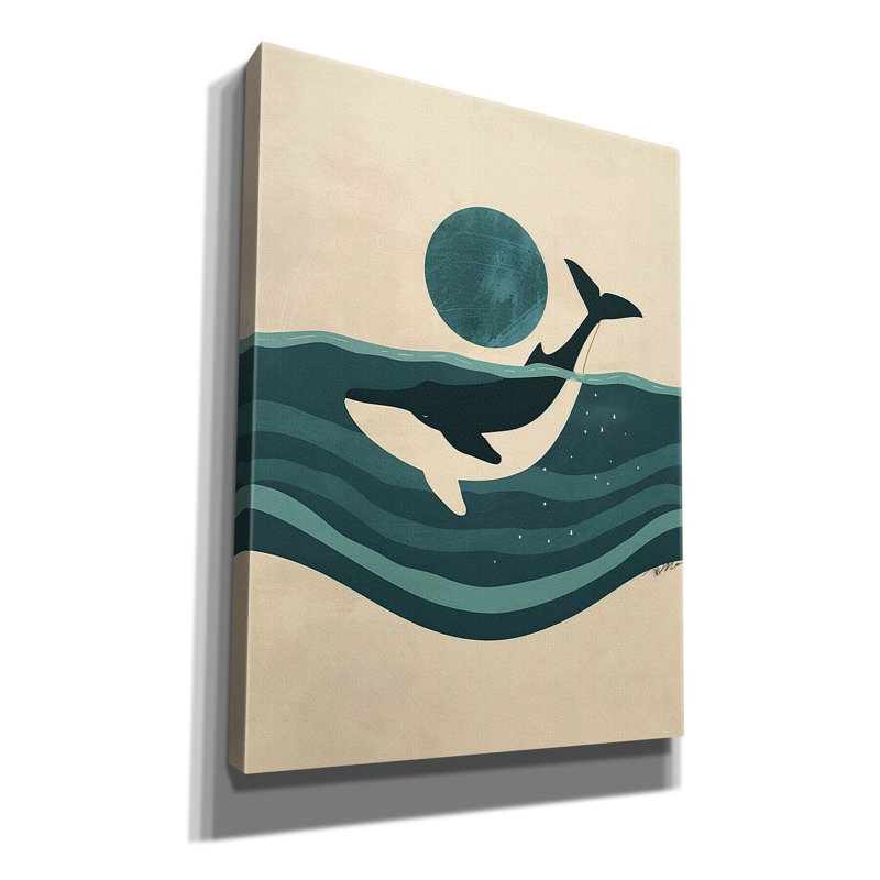 Toile épique «White and Green Minimalist Whale Design» par Momart, 18 po x 26 po, H 16 po x l 12 po x P 0,75 po