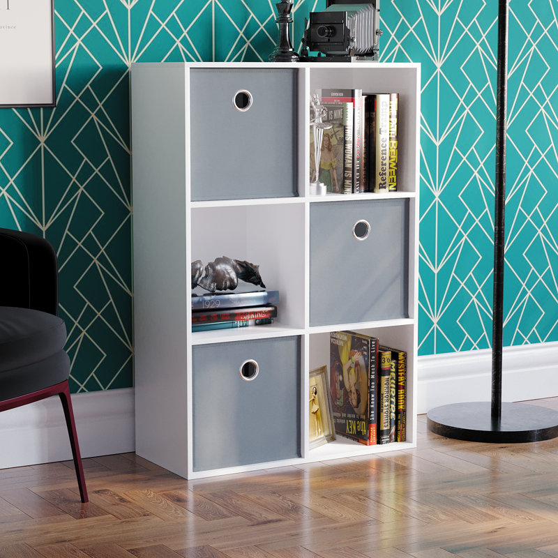 Herlind 96.5cm H x 64.5cm W Cube Bookcase, Grey
