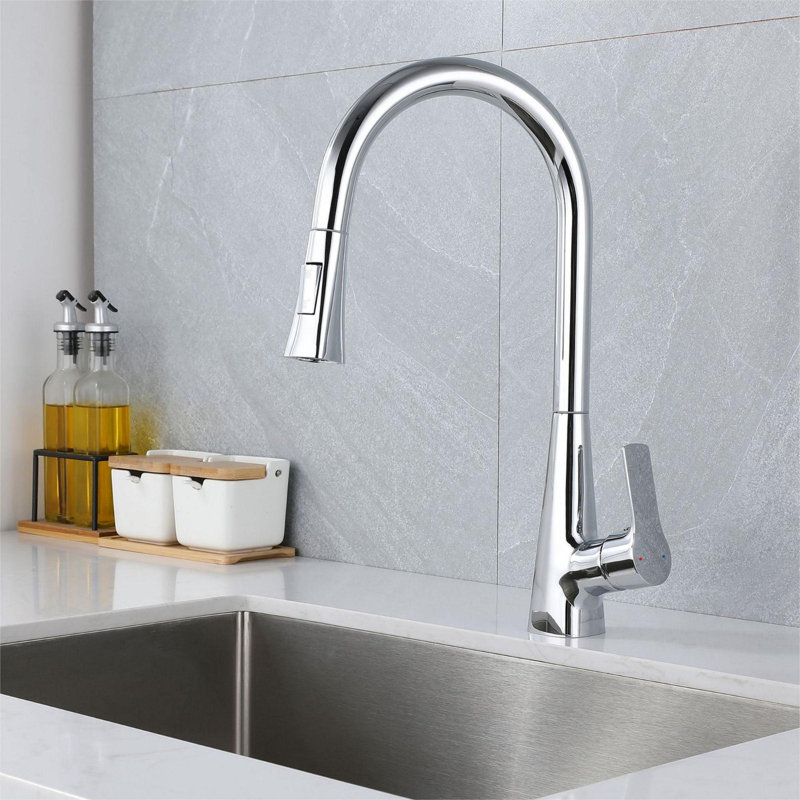 Pull Down Single Handle Kitchen Faucet, Chrome