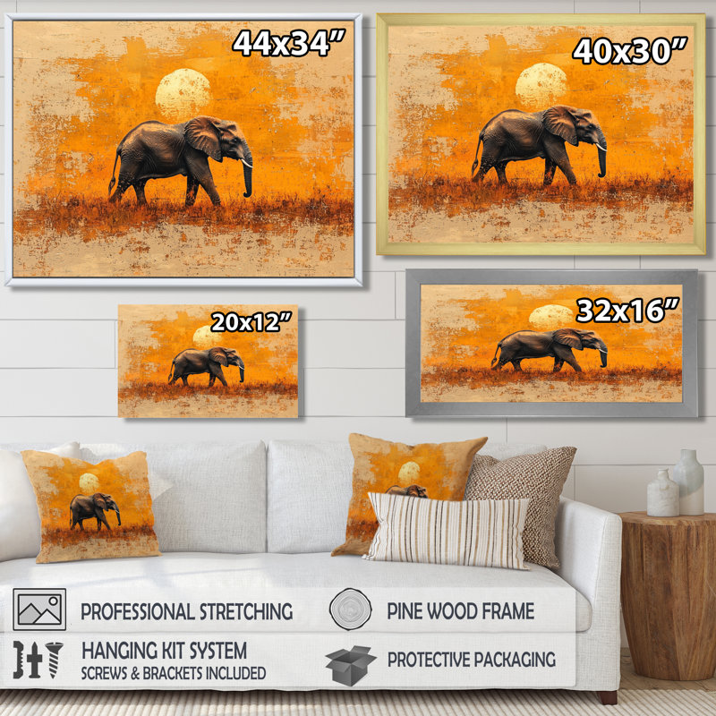 Hahne - Animals Wall Art, Impression encadrée flottante, H 16 po x l 32 po, Crème, crème