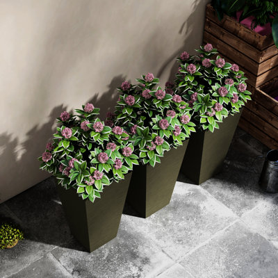 28 pots de hauteur de 28 po pour l'extérieur, grands pots à fleurs coniques avec trous de drainage. Faux bois plastique pour patio, jardin, intérieur. Brun foncé. Bac à fleurs empilable et facile à manipuler, 3 drainages. Pour l'extérieur, règlement