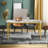 Eniel Rectangular Oval Sintered Stone Kitchen Dining Table With 4 Black Metal Legs-2069695504-2070662529-2069695505