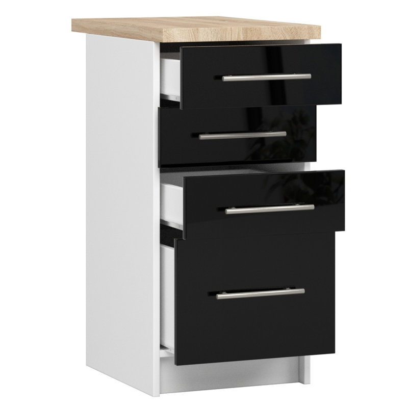 Oliwia kitchen base cabinet in white and glossy black