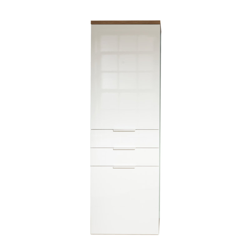Mundi 2 Door Wardrobe, 190cm H x 61cm W x 61cm D, Glossy White/Brown