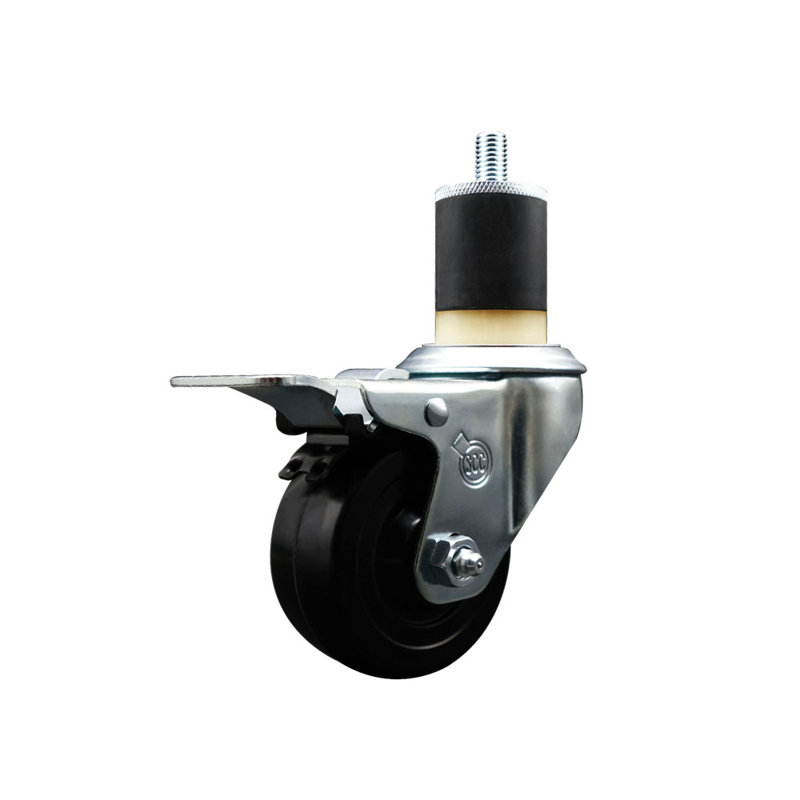 Soft Rubber Swivel 1-7/8 Inch Expanding Stem Caster Total Lock Brake SCC