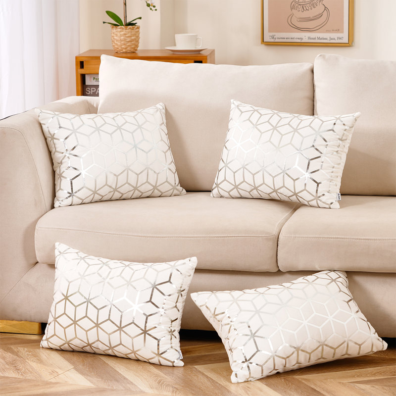 Velours  lombaire rectangulaire, Blanc, Housse de coussin seulement - sans coussin