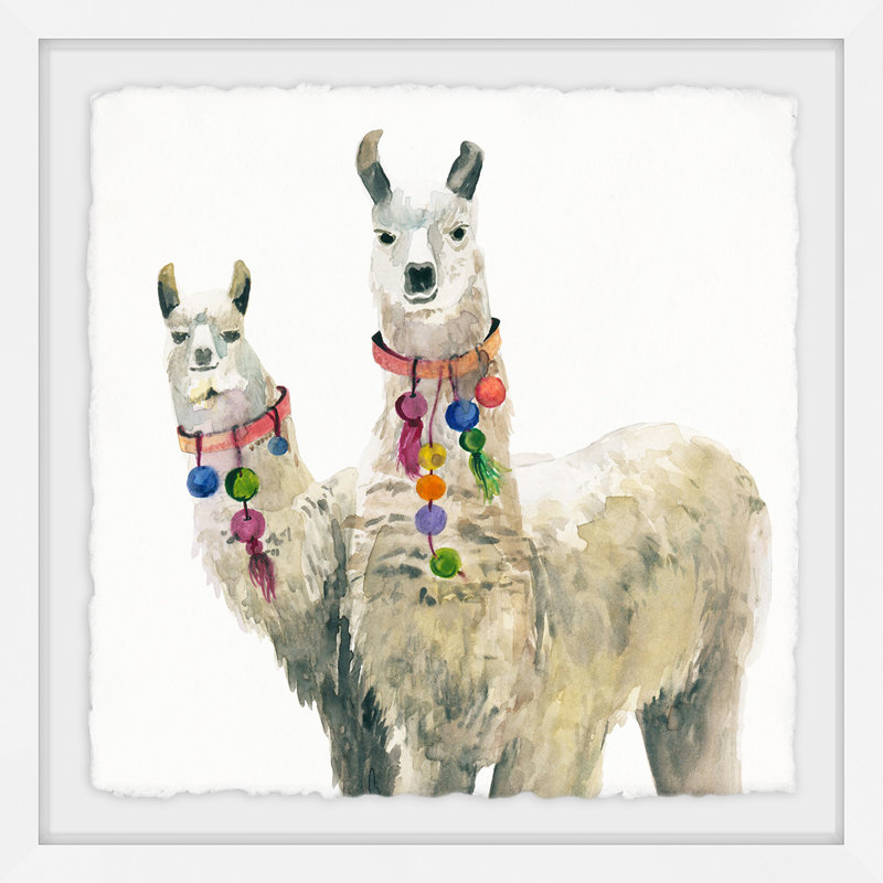Paire de lama - reproduction de cadre photo sur papier, H 32 po x l 32 po
