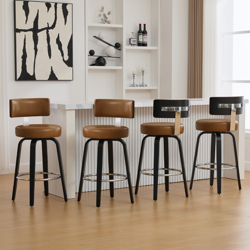 Tabouret de bar et de comptoir Sonja, Tabouret de comptoir (siège d'une hauteur de 26 p, Siège brun / cadre noir